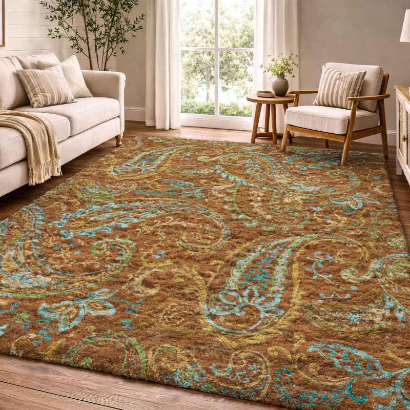 Tapis cachemire de qualité supérieure lavable à la machine ADS533, Paprika, 8 pi x 10 pi