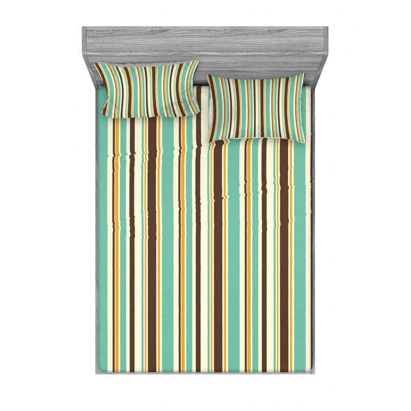 Microfiber Sheet Set, Queen Sheet Set with Fitted Sheet, Abstract 1
