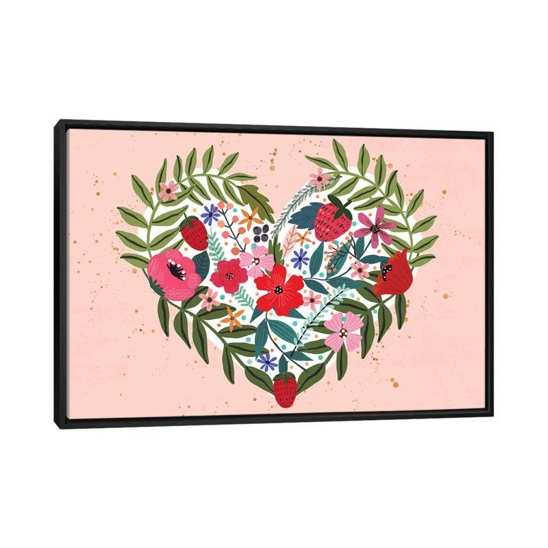« love ii », reproduction d’impression sur toile, H 18 po x l 26 po x P 1,5 po, Toile avec cadre noir, Pas de tapis