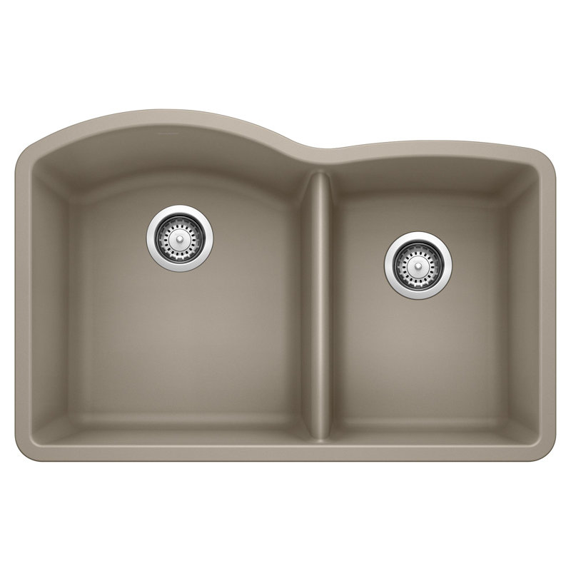 Diamond SILGRANIT 32.07" L x 20.92" W Double Bowl Undermount Kitchen Sink, Truffle