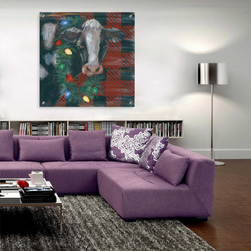 «Vache festive» par Pam Britton, H 36 po x l 36 po x P 0,2 po