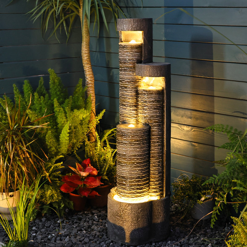 Jasmari Hand Crafted Weather Resistant Floor Fountain with Light