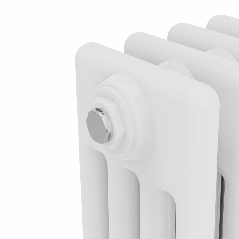 Altynay Horizontal Traditional 4 Column Radiator, White, 300mm H x 425mm W x 140mm D