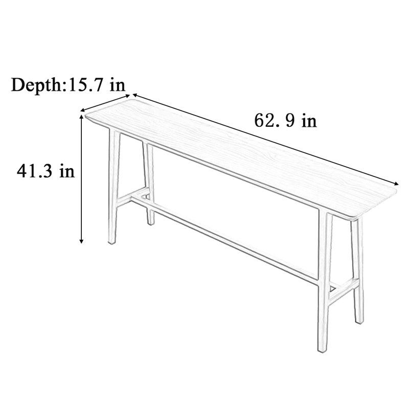 Table de bar en bois massif à usage domestique, H 41,3 po x L 62,9 po x l 15,7 po