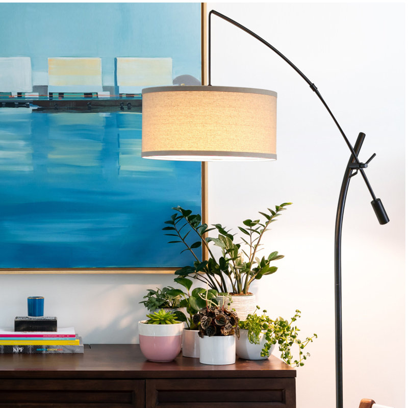 Brightech Grayson Modern Arc LED Floor Lamp - Adjustable Height, Black