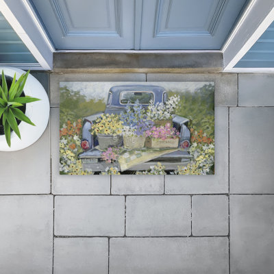  Tapis de porte rembourré à séchage rapide à l'arrière du camion avec fleurs 18 po x 30 po