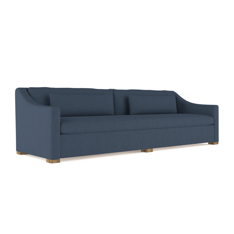 Crosby Slope Arm Sofa, 32.5" H x 120" W x 38" D, Weathered, Box Weave Linen Bluebell