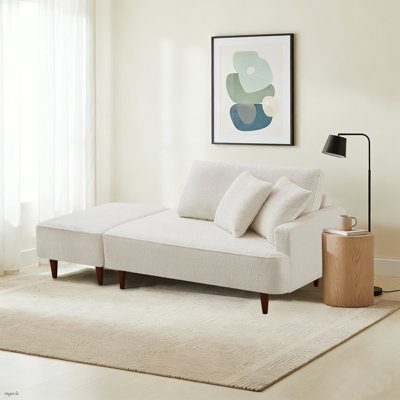 Chaise longue de style moderne avec repose-pieds, chaise d'appoint avec pieds en bois, ensemble de chaise longue à accoudoir droit avec coussin décoratif pour le salon, la chambre à coucher