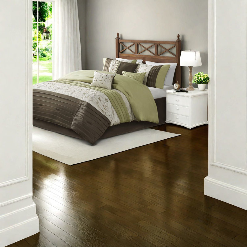Ensembles de literie Elegant Polyoni, brodé 7 pièces vert très grand californien pour la maison