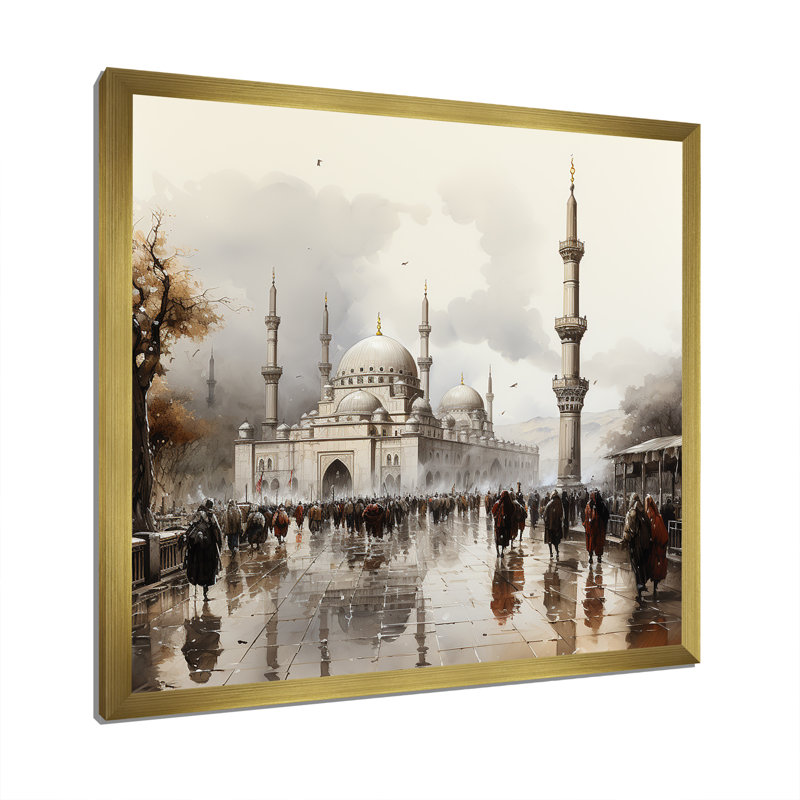 «Mosquée du propane», art mural, Encadrement doré, H 30 po x l 30 po x P 1,5 po