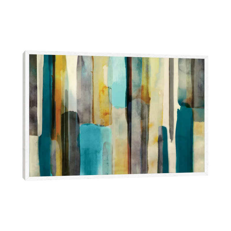 Woven In Teal by Edward Selkirk - Print on Canvas, 101.6 cm H x 66.04 cm W, White Framed