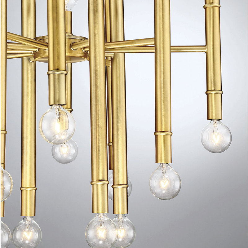 Lustre 24 lumières Meridian en laiton naturel