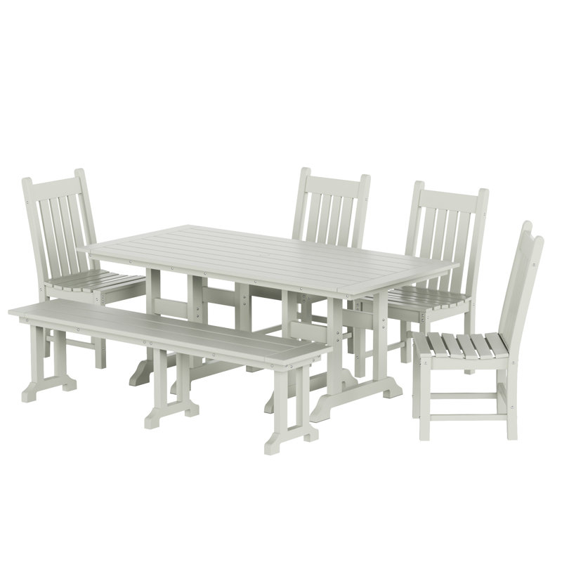 Laguna 6 - Person Patio Dining Set with Rectangular Table, Sand