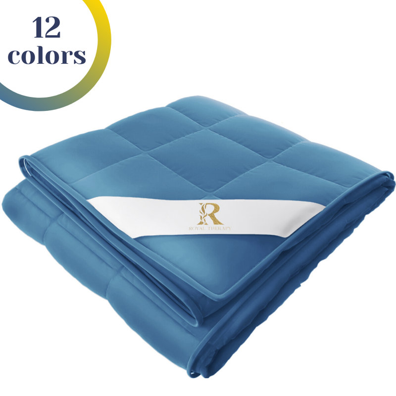 Couverture lestée Royal Therapie - Couvertures épaisses 100% coton avec perles de verre de qualité supérieure (80 po x 87 po 25 lb, cuir Texas), convient à deux personnes (~ 100 à 200 lb) - Utiliser sur un grand / très grand lit