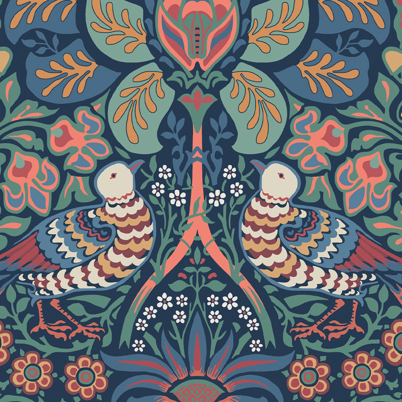 William Morris Dove & Rose Midsummer Wallpaper, Blue