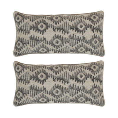 Natural Tribal Print Cotton Lumbar Throw Pillow Covers (Set of 2)