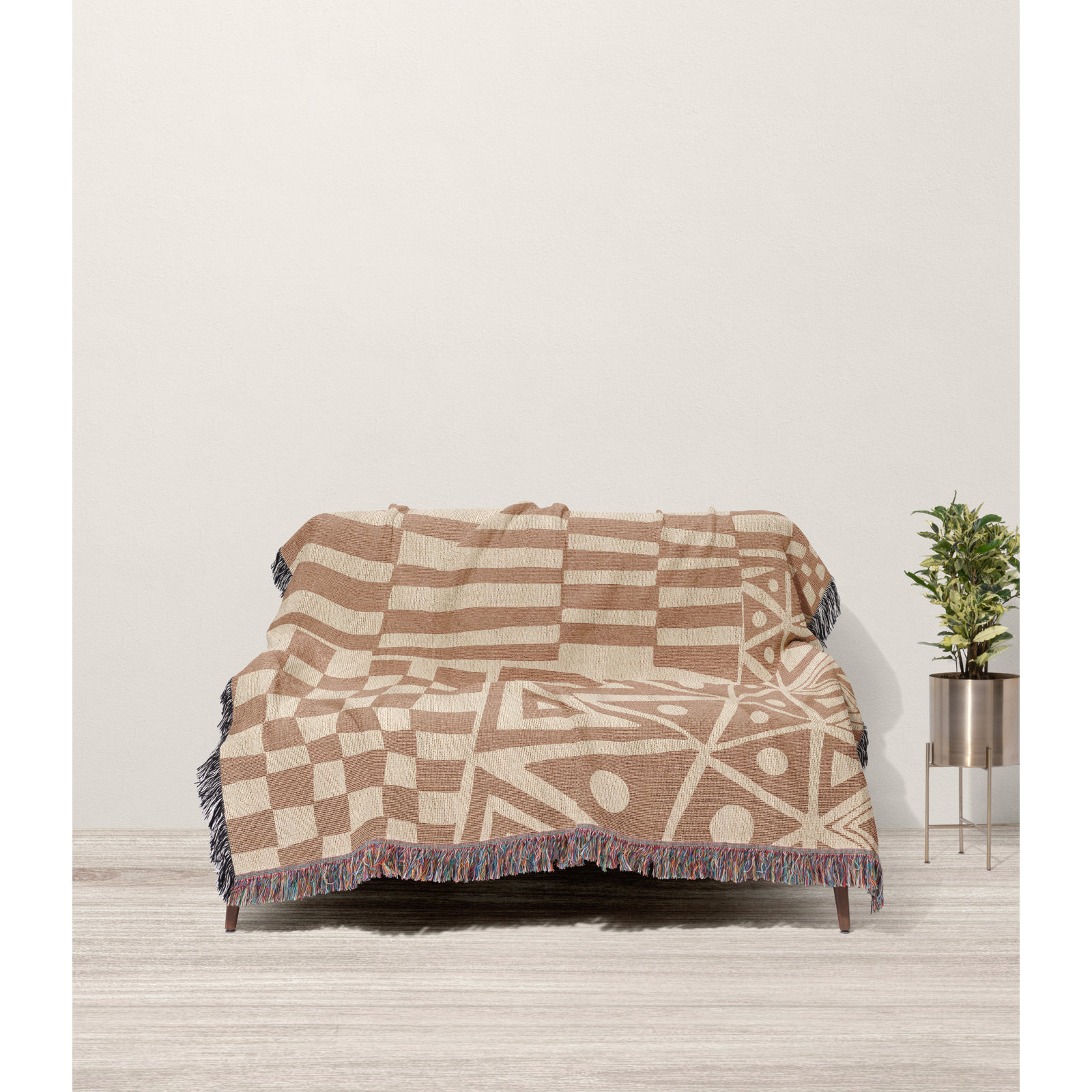 Cocodili Cotton Hand Woven Throw Blanket, 50" x 60" – Throw, Beige