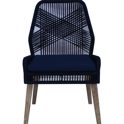 Chaises de salle à manger rustiques côtières avec dossiers en diamant et corde tissée respirante, ensemble de 2