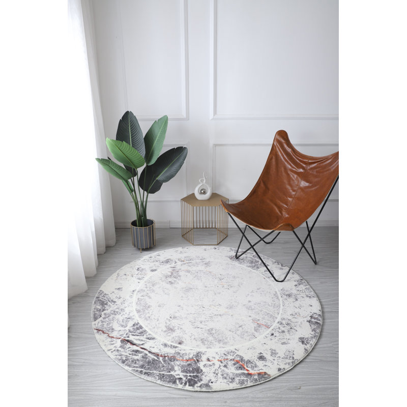 Ganix Hand Tufted Abstract Indoor Rug, Round 5'