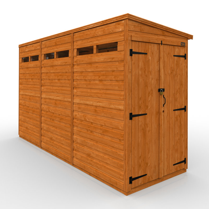 TigerFlex® Modular Buildings 12 ft. W x 4 ft. D Solid Wood Shiplap Pent Garden Shed