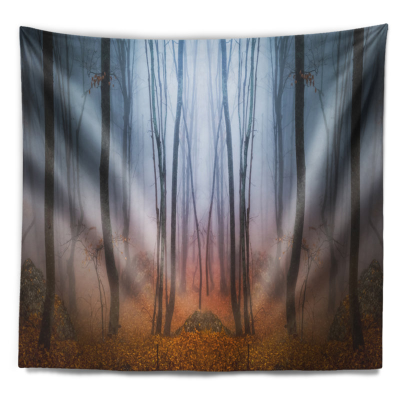 Tapisserie de forêt en polyester dense en polyester avec accessoires suspendus inclus, H 78 po x l 92 po