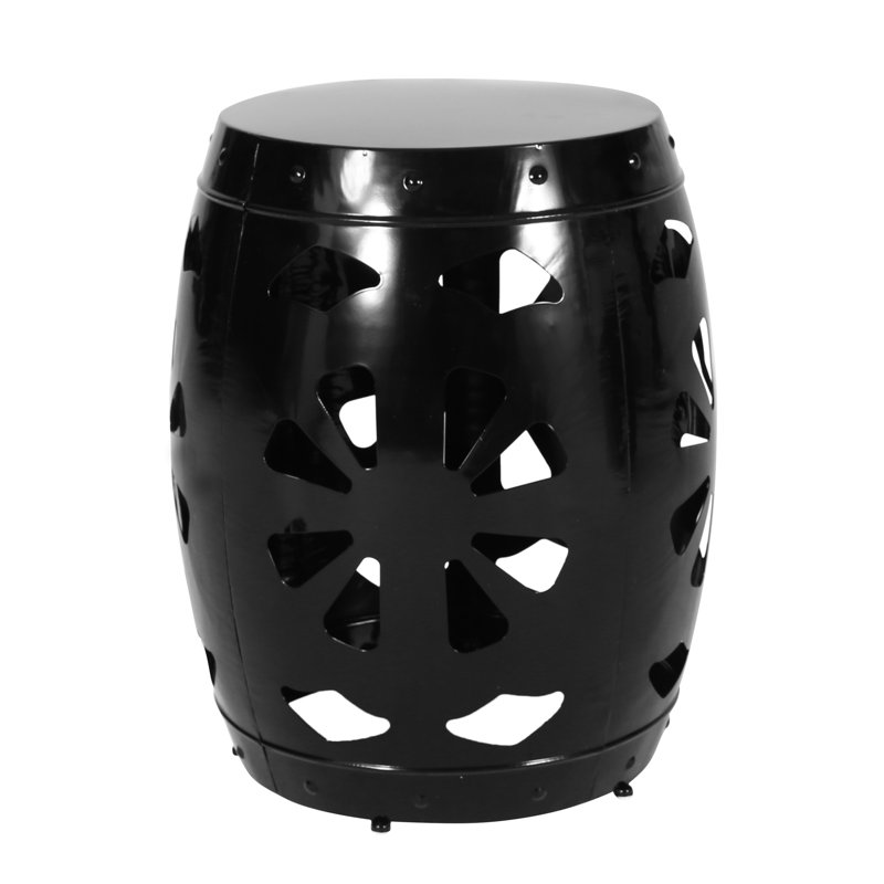 Table d'appoint moderne avec structure en fer thermolaqué et conception découpée, 16,22 po x 16,22 po x 20,2 po, noire, grande base en métal prête à l'emploi, 16,5 po x 16,5 po x 20,75 po, aucun assemblage requis.