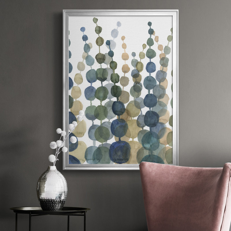 «Pompom Botanical II», toile encadrée de qualité supérieure - prête à être accrochée, H 36,5 po x l 26,5 po x P 1 po, Argent