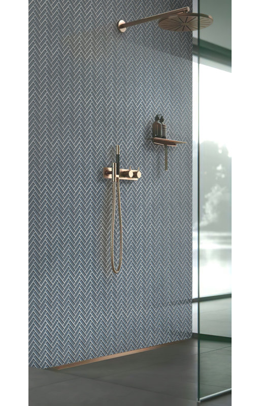 11"X 12.6" Herringbone Polished Glass Mosaic Tile, Dark Gray