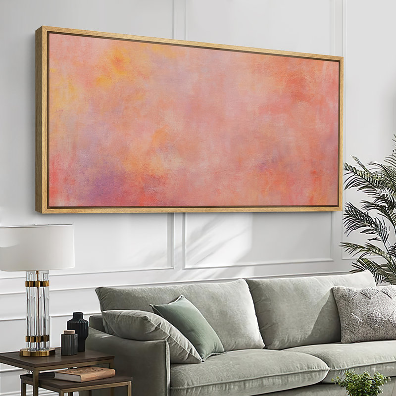 Large Framed Canvas Print Wall Art - Abstract Print for Modern Home Decor, 30" H x 60" W, Natural