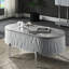 Oval Grey High Gloss Coffee Table With Build And Attractive Finish For Living Room Metal Table, Enhancing Decor