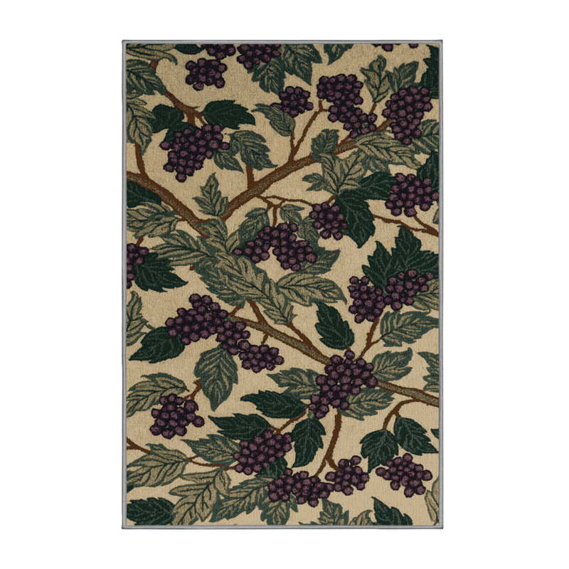  Tapis lavable fruits de sureau, Rectangle 6 pi x 9 pi