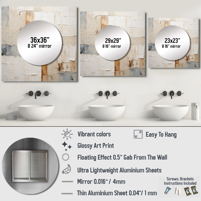 Lichter - miroir mural scandinave pour salle de bain, 23 po x 23 po