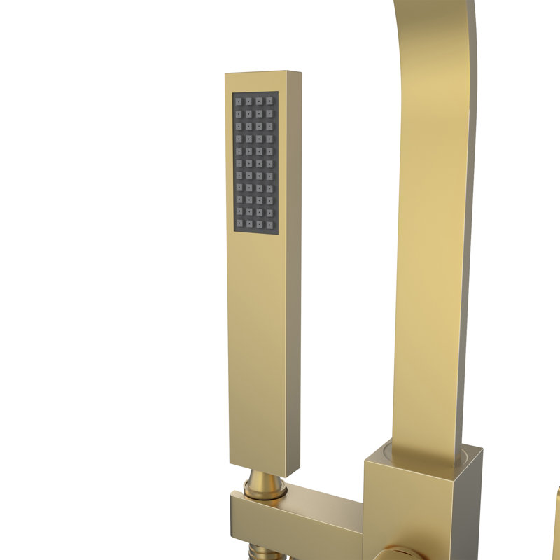 DreamLine Levantine 38 in. x 9 in. Freestanding Tub Faucet with Handshower, Brushed Brass