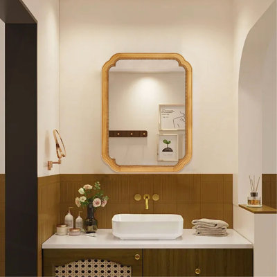 Armoire à miroir murale en bois avec tablettes de rangement, miroir à pharmacie pour salle de bain, salon, vestibule