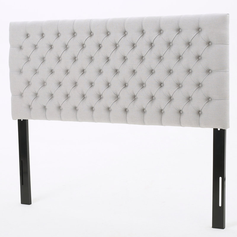 Tufted Upholstered  Headboard With Durable Metal Legs, Light Gray