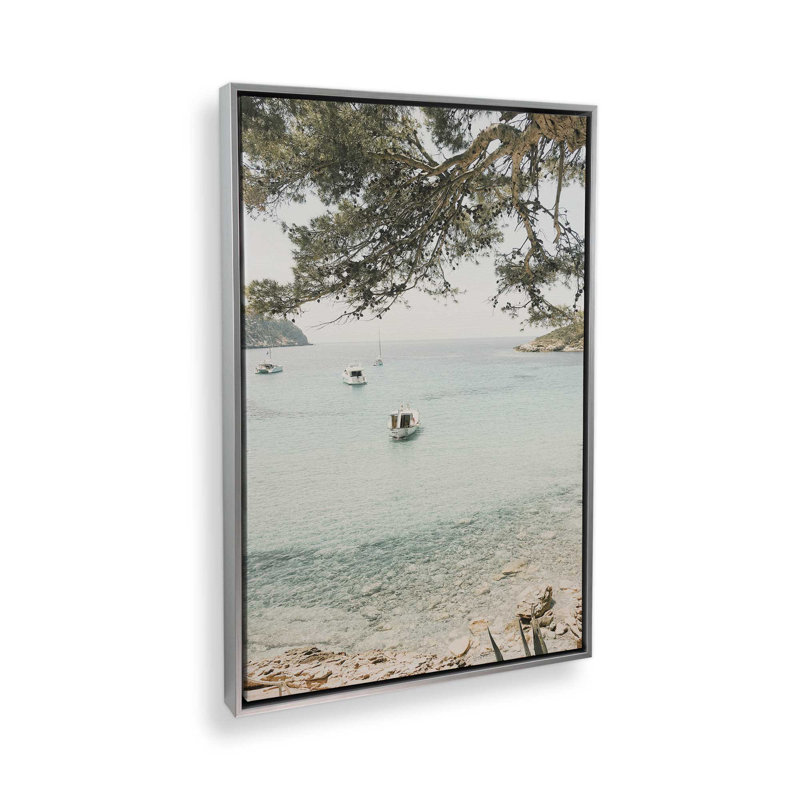 Impression sur toile Peaceful Ocean Cove, H 12,75 po x l 8,75 po x P 1,75 po, Cadre flottant en chrome poli