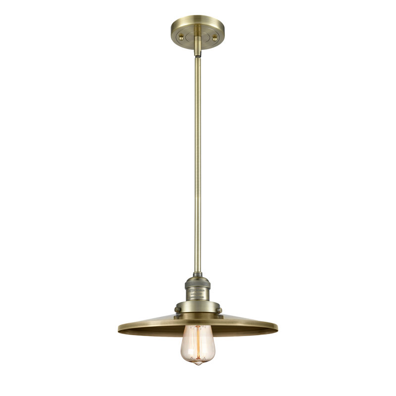 Luminaire suspendu conique à 1 lumière Rouvin, H 5,38 po x l 12 po x P 12 po, Antique Brass, Laiton antique