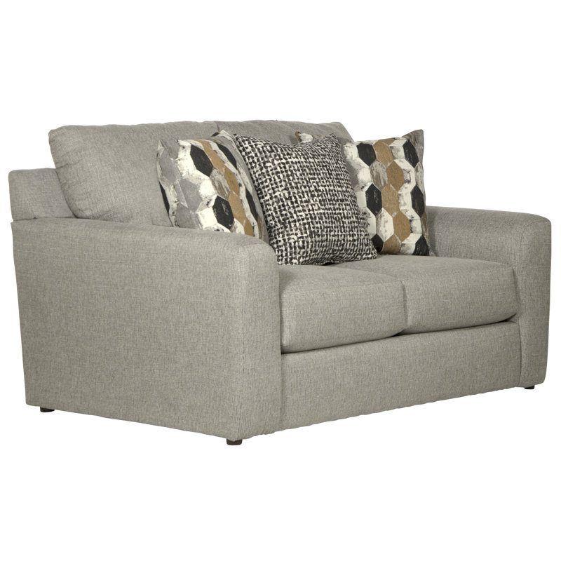 Brytanni 67'' Upholstered Loveseat with Comfort Coil Seating and 3 Included Accent Pillows, Gray 100% Polyester