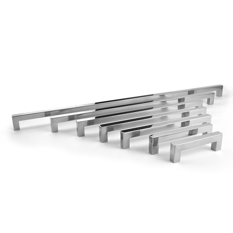 Poignée barre carrée 10 po, Chrome poli