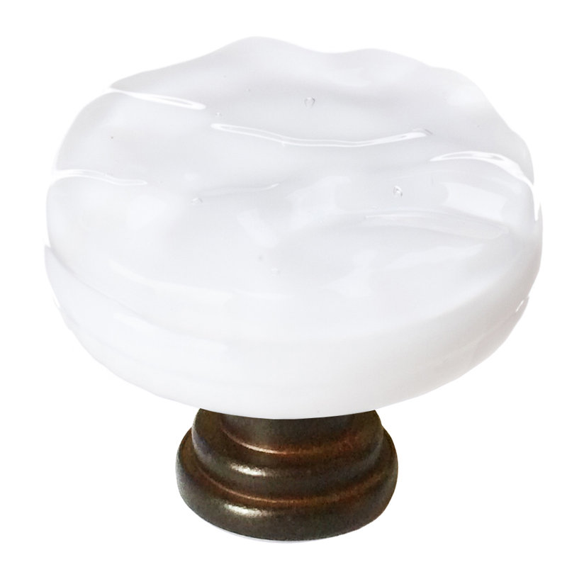 Poignée champignon Glacier 1 1/4 po de diamètre, Bronze huilé, Blanc