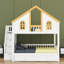 Lit superposé multifonctionnel en bois avec toit, escalier de rangement et lit gigogne-1234523142