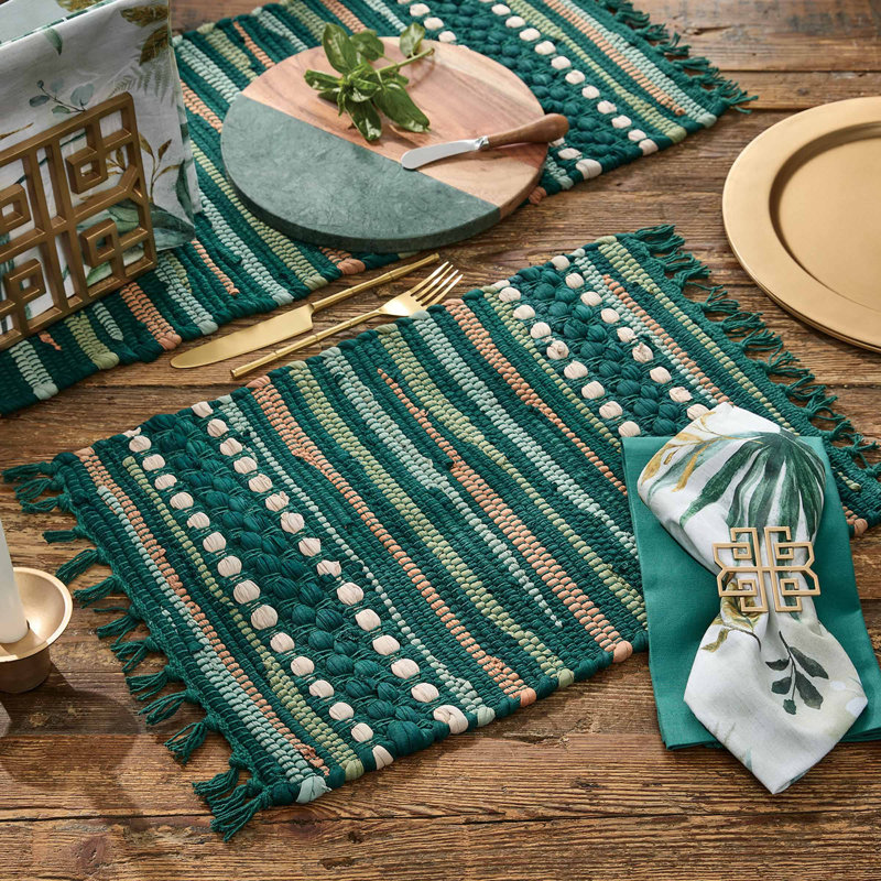Rainforest Chindi Green Table Runner 13", 54" L x 13" W