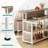 L-Shaped Home Bar Unit With Stemware Racks And LED Light, Bar Table With Storage