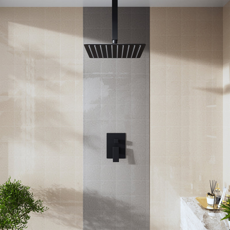 Bras de douche rond en acier inoxydable 11,8 "avec bride pour pomme de douche à pluie, Noir mat
