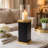 Oshy Hurricane Candle Holder, Gold Aluminum, Black Solid Mango Wood 16 Inch