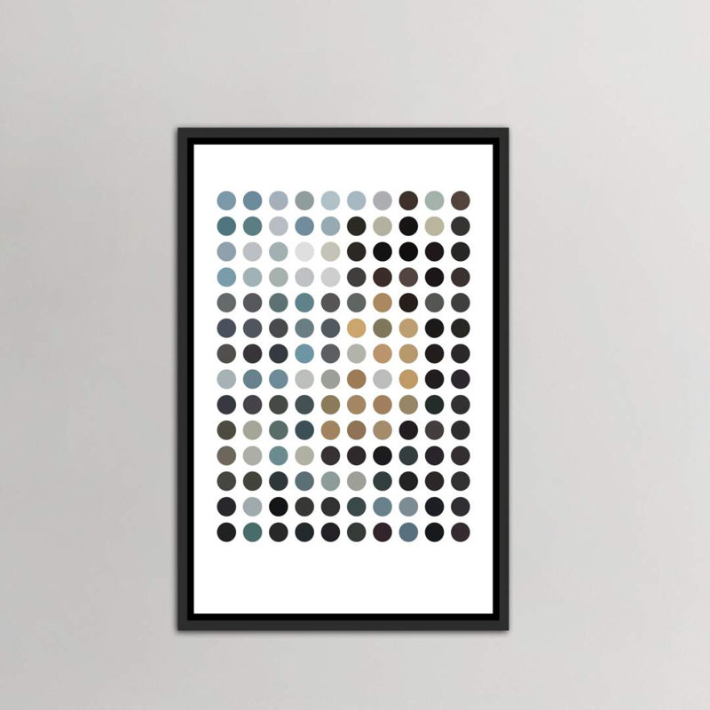« terrey points »-impression sur l’image, H 48 po x l 32 po x P 1,5 po, Toile avec cadre noir