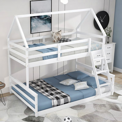 House Bunk Bed with Built-in Ladder
