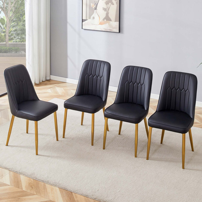 PU Leather Dining Chairs,Set Of 4, Gold
