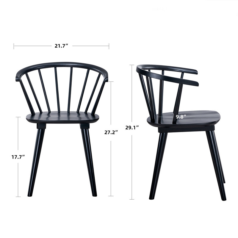 Black Solid Wood Mixed Back Spindle Dining Chair Set