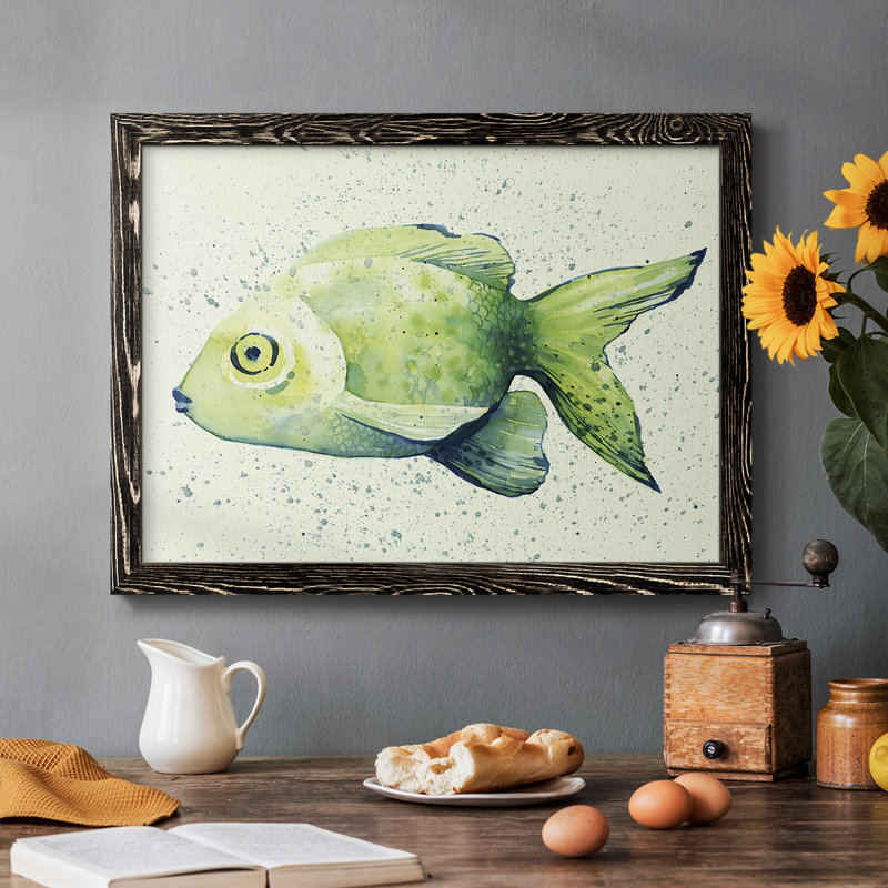 " Speckled Freshwater Fish I ", White Framed, 26" H x 38" W x 1.5" D